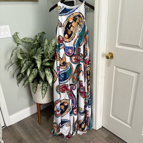 Nicole Miller paisley print long dress size 6 - Picture 3 of 8